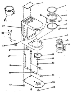 Replacement Parts Diagram and Parts List for A623  Proctor Silex Coffee Maker